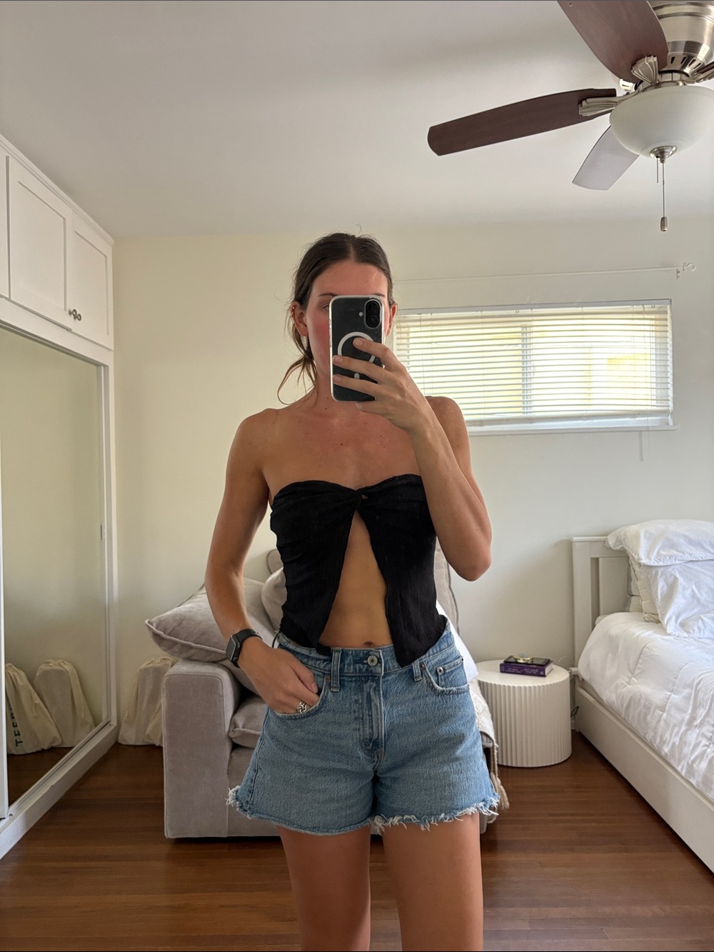 Princess Polly Black Strapless Twist Front Crop Top